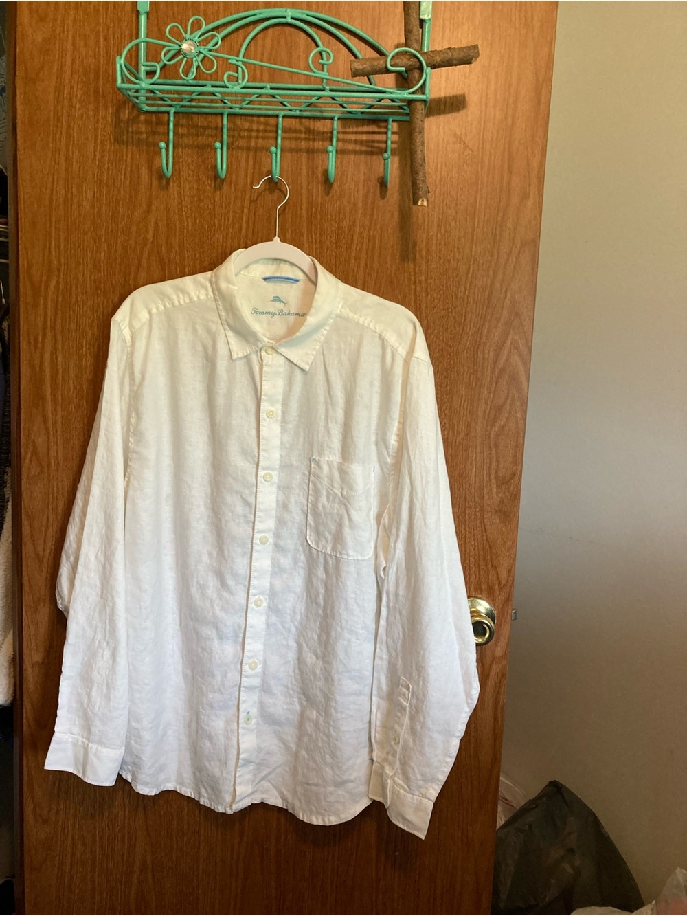Tommy Bahama White Linen Long-Sleeve Button-Up Shirt